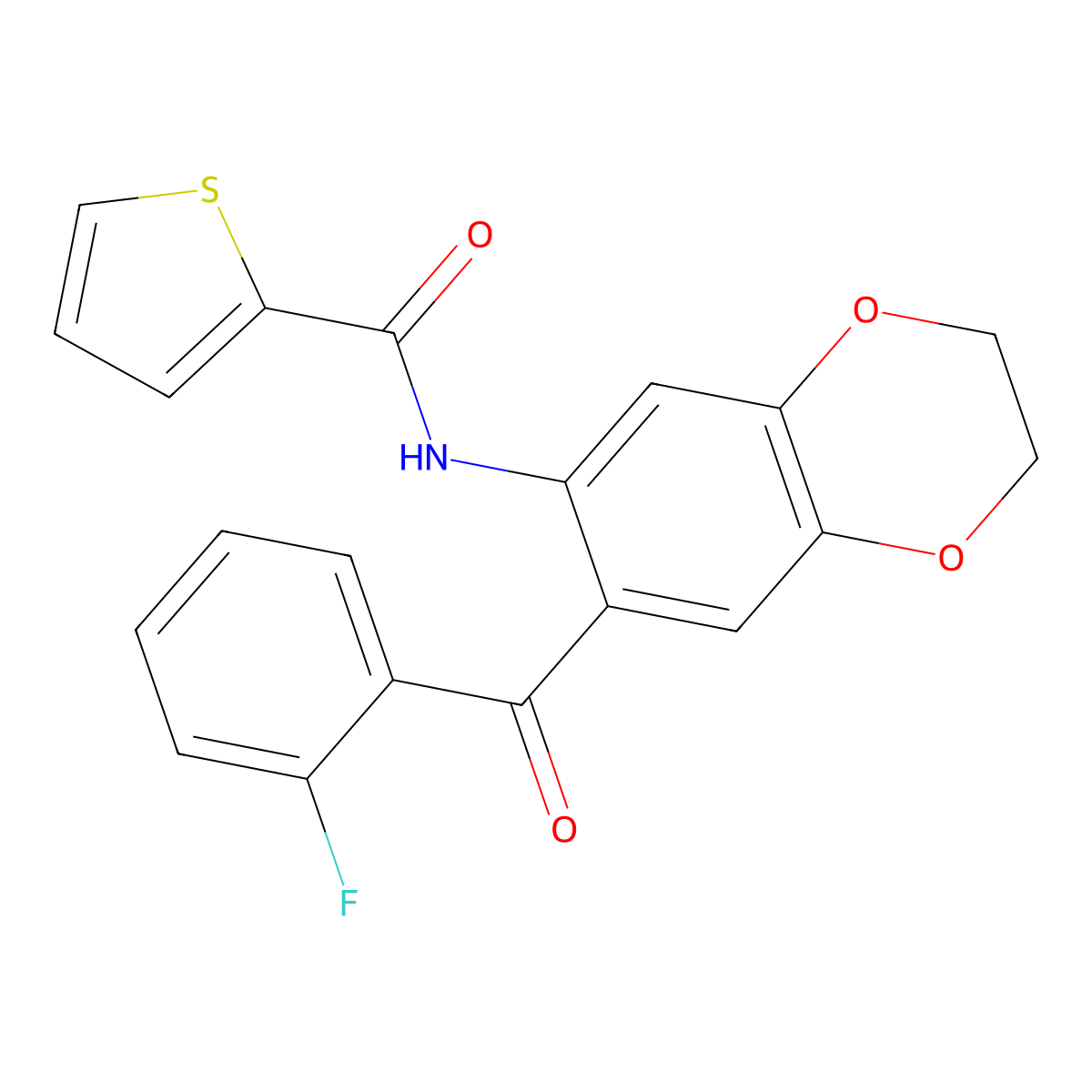 N-[7-(2-fluorobenzoyl)-2,3-dihydro-1,4-benzodioxin-6-yl]thiophene-2-carboxamide molecular structure, CAS 728002-84-4