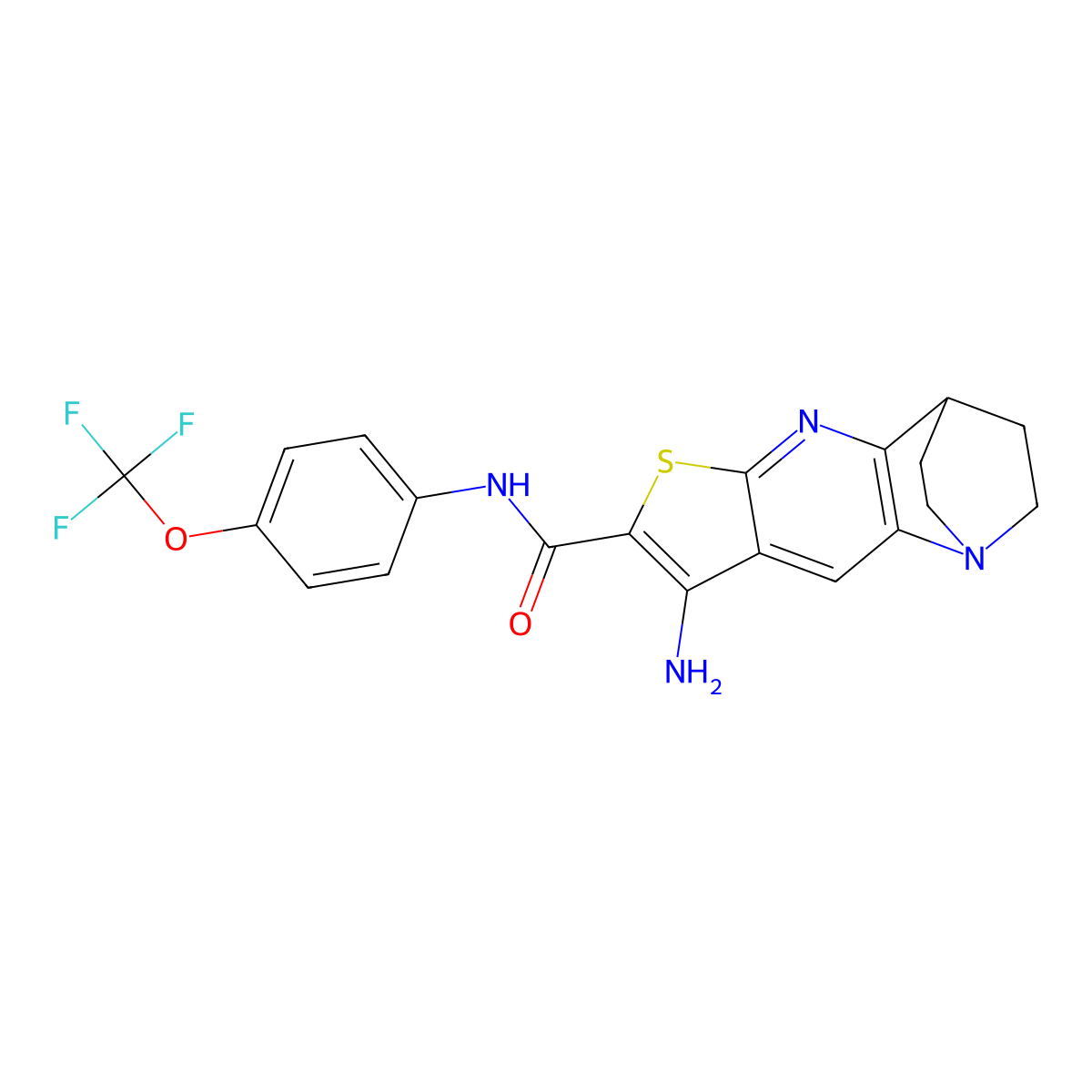8-amino-N-[4-(trifluoromethoxy)phenyl]-3,4-dihydro-2H-1,4-ethanothieno[2,3-b][1,5]naphthyridine-7-carboxamide molecular structure, CAS 728003-22-3