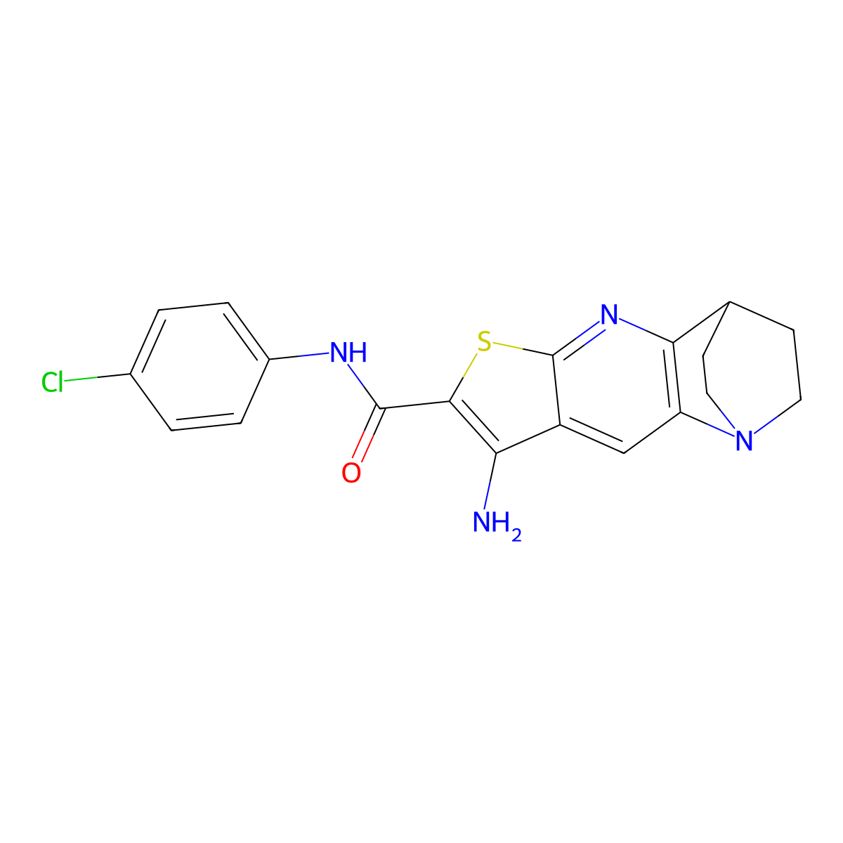 8-amino-N-(4-chlorophenyl)-3,4-dihydro-2H-1,4-ethanothieno[2,3-b][1,5]naphthyridine-7-carboxamide molecular structure, CAS 728003-26-7