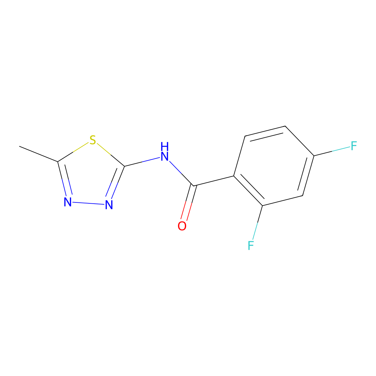 2,4-difluoro-N-(5-methyl-1,3,4-thiadiazol-2-yl)benzamide molecular structure, CAS 728009-78-7