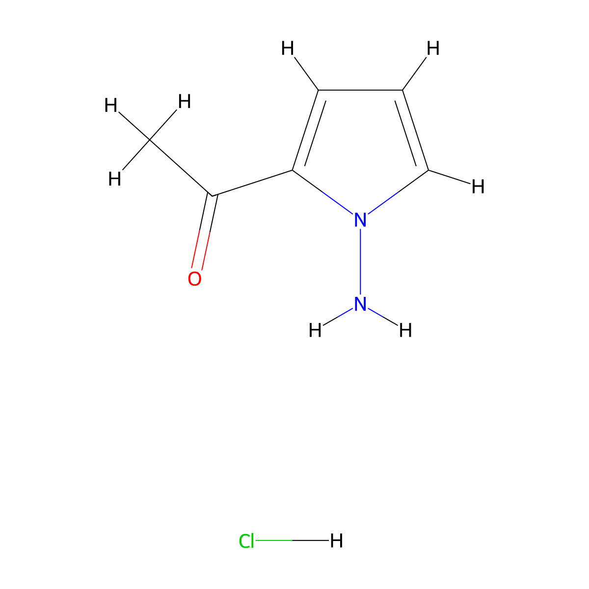 1-(1-amino-1H-pyrrol-2-yl)ethanone hydrochloride molecular structure, CAS 728010-60-4