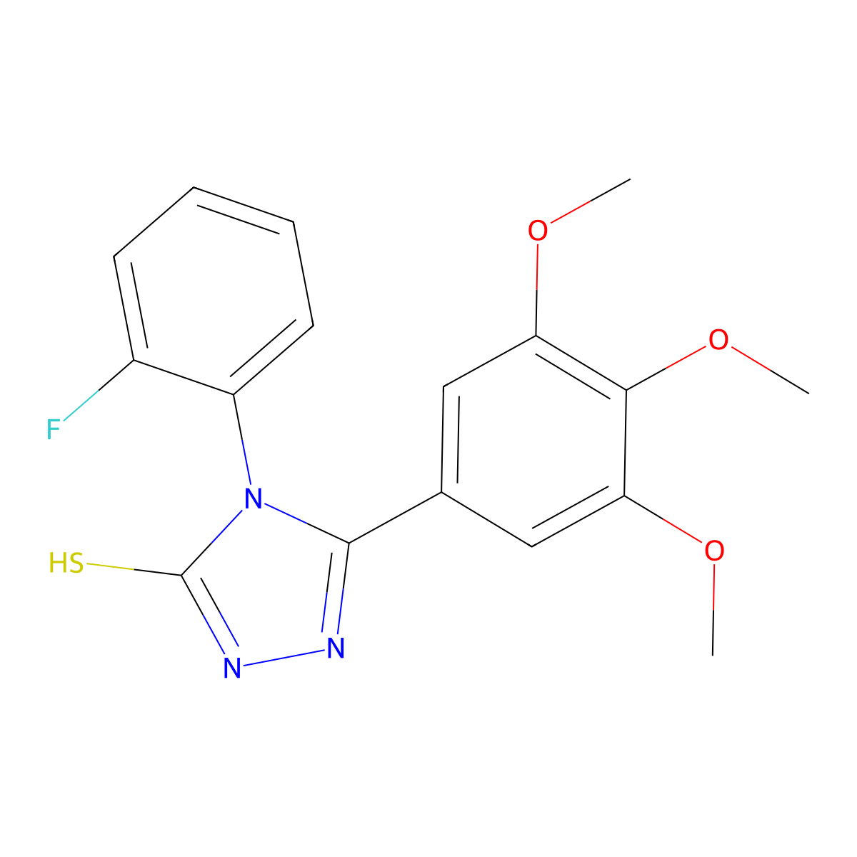 4-(2-fluorophenyl)-5-(3,4,5-trimethoxyphenyl)-4H-1,2,4-triazole-3-thiol molecular structure, CAS 728012-89-3