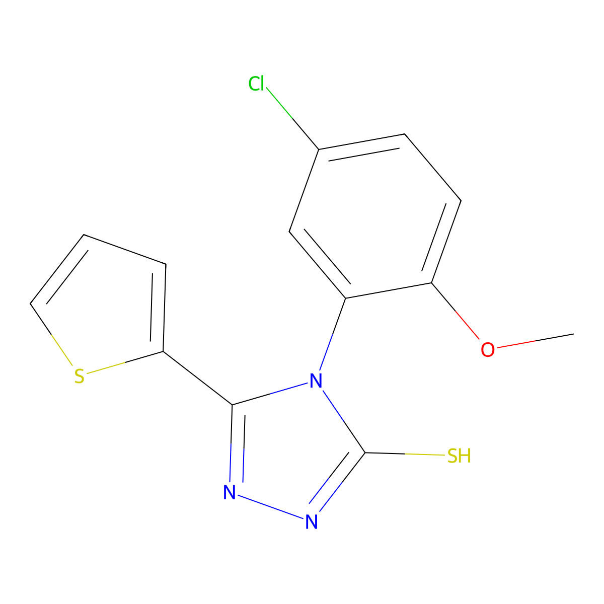 4-(5-chloro-2-methoxyphenyl)-3-thiophen-2-yl-1H-1,2,4-triazole-5-thione molecular structure, CAS 728013-09-0