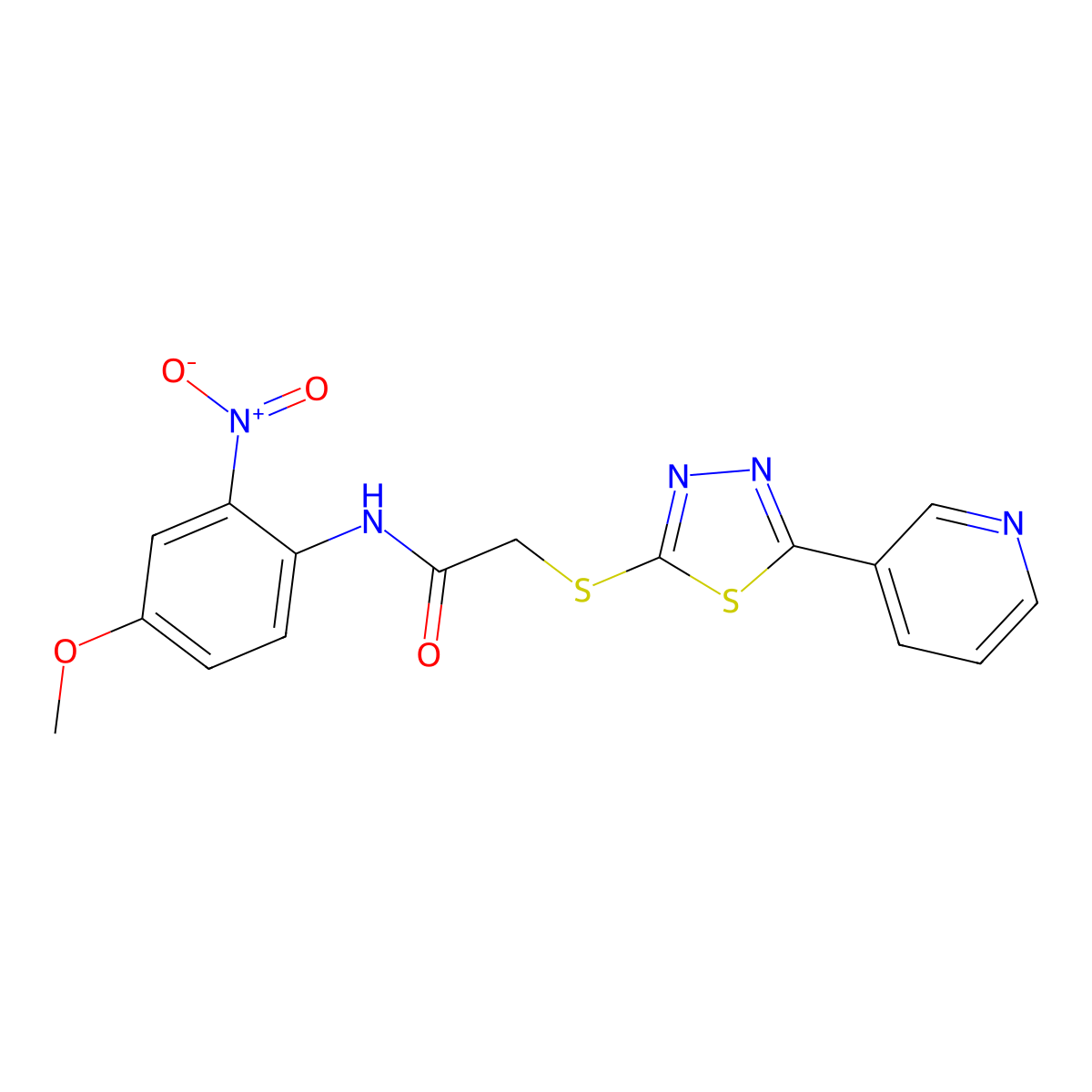 N-(4-methoxy-2-nitrophenyl)-2-[(5-pyridin-3-yl-1,3,4-thiadiazol-2-yl)sulfanyl]acetamide molecular structure, CAS 728013-31-8