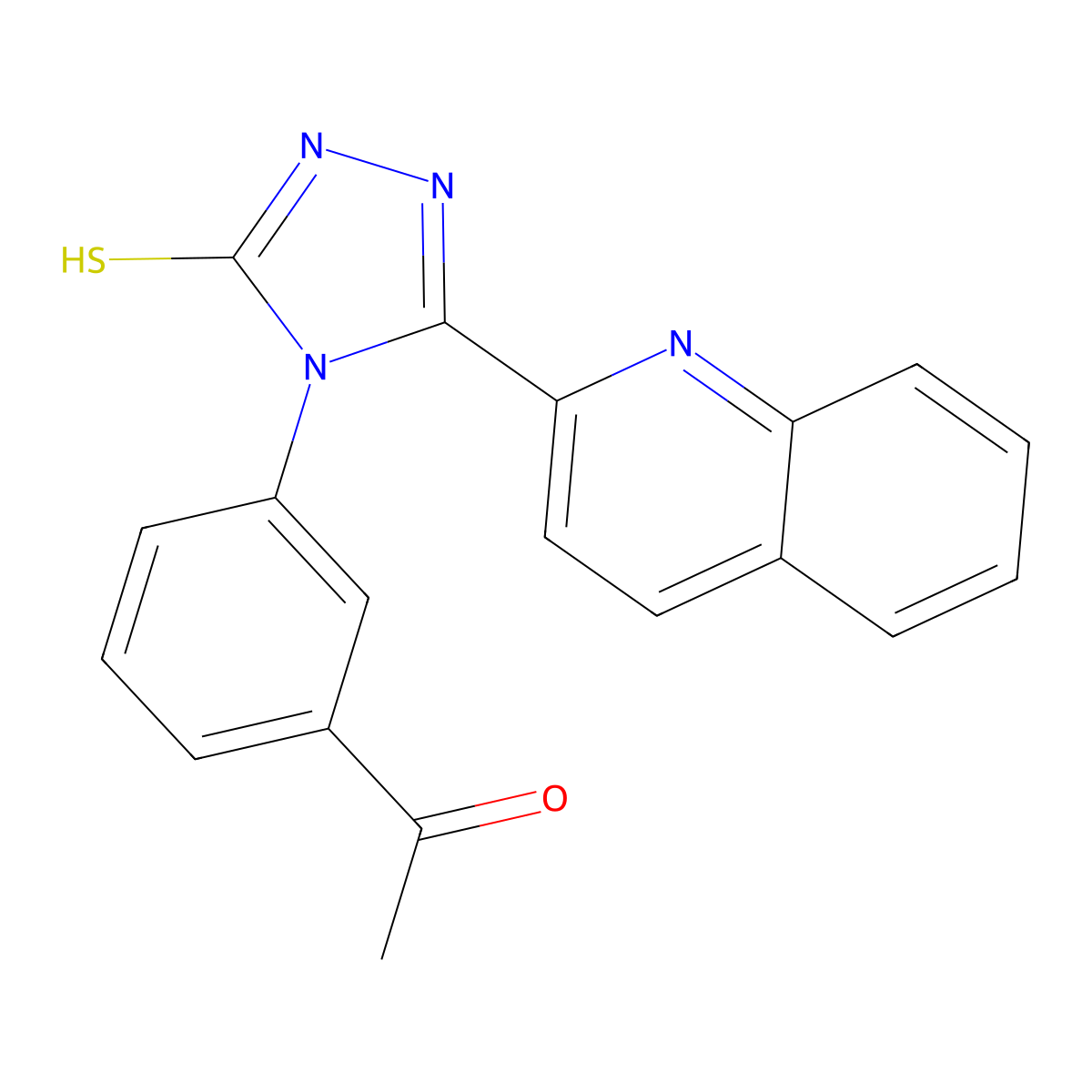 1-[3-(3-quinolin-2-yl-5-sulfanylidene-1H-1,2,4-triazol-4-yl)phenyl]ethanone molecular structure, CAS 728013-73-8