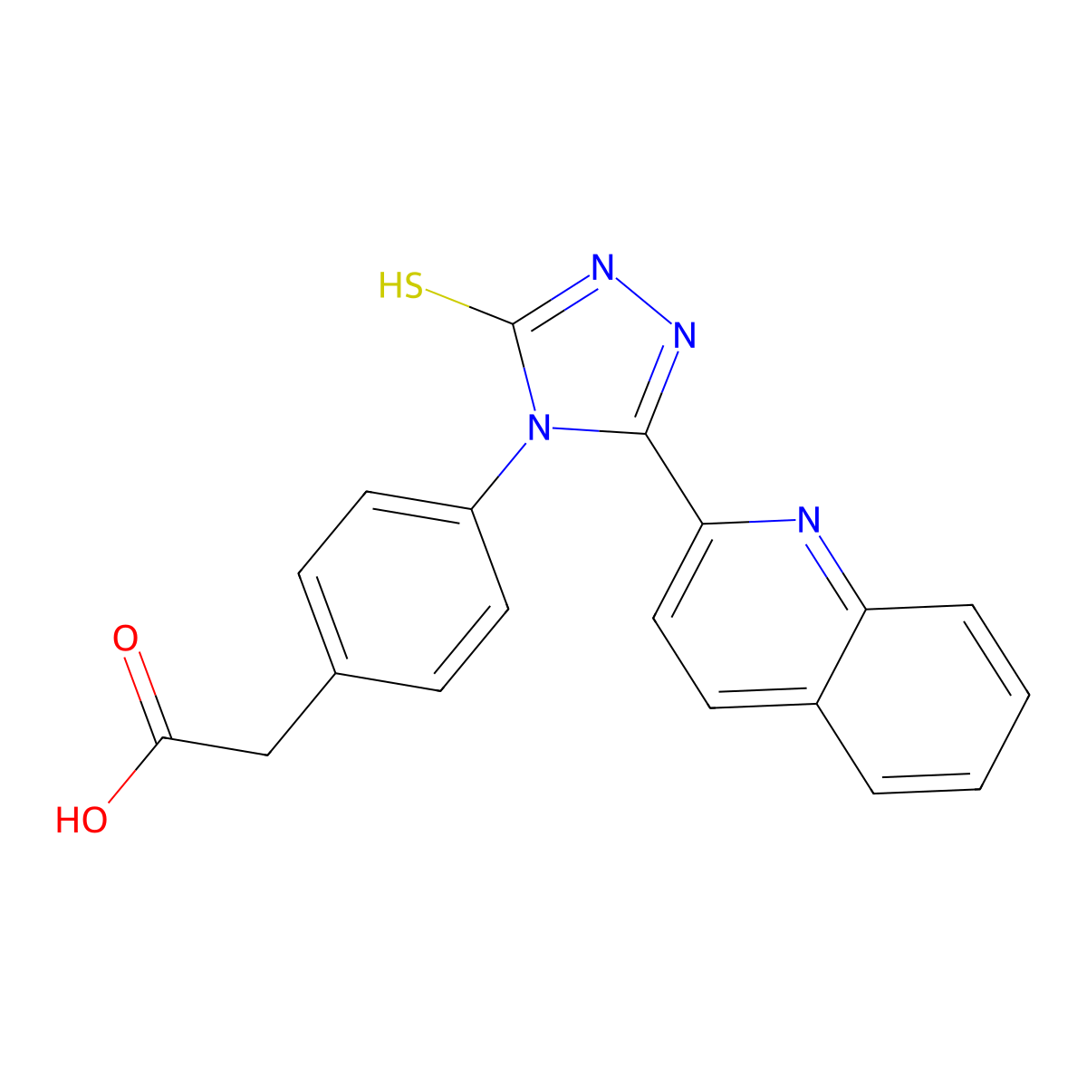 {4-[3-(quinolin-2-yl)-5-sulfanyl-4H-1,2,4-triazol-4-yl]phenyl}acetic acid molecular structure, CAS 728013-75-0