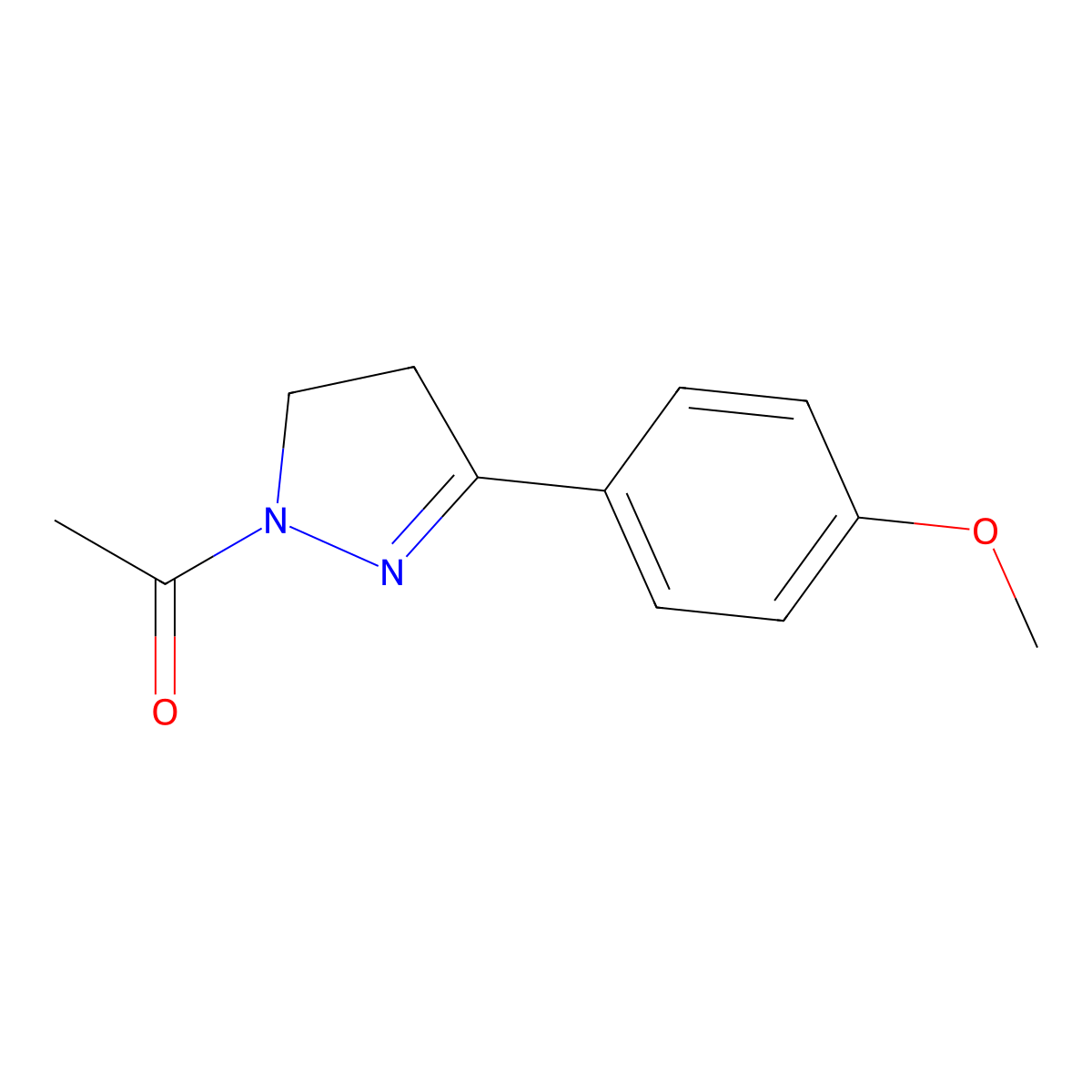 1-acetyl-3-(4-methoxyphenyl)-4,5-dihydro-1H-pyrazole molecular structure, CAS 728013-81-8