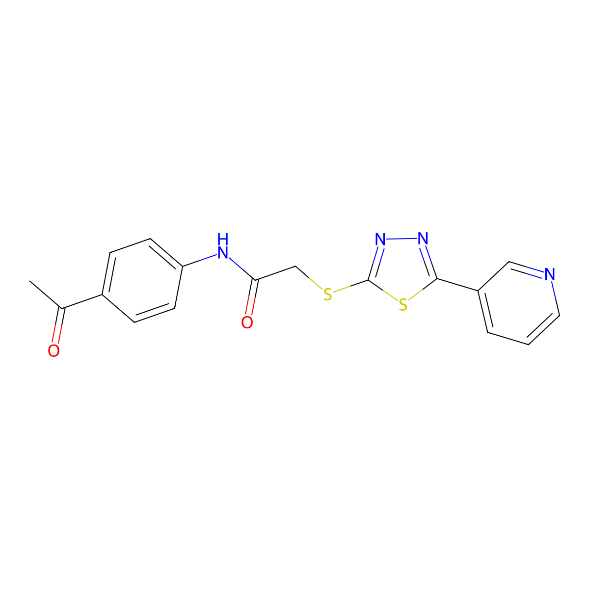 N-(4-acetylphenyl)-2-[(5-pyridin-3-yl-1,3,4-thiadiazol-2-yl)sulfanyl]acetamide molecular structure, CAS 728014-99-1