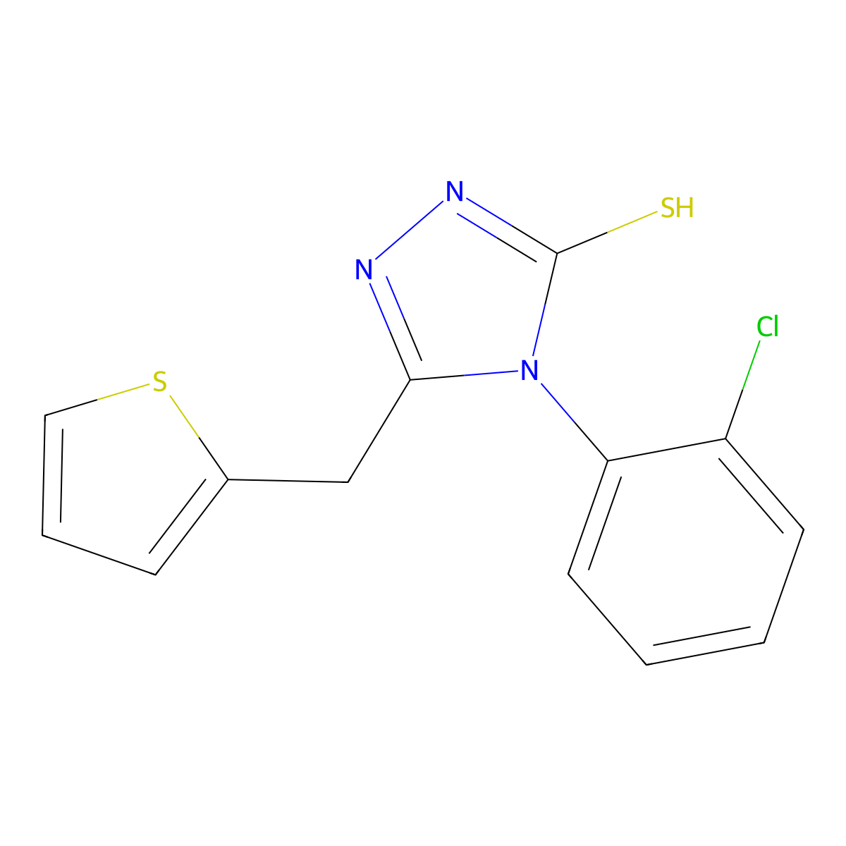 4-(2-chlorophenyl)-5-(thiophen-2-ylmethyl)-4H-1,2,4-triazole-3-thiol molecular structure, CAS 728015-32-5