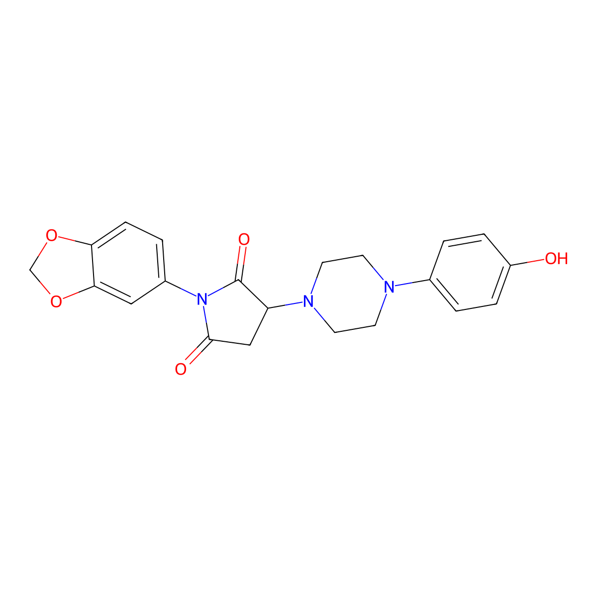 1-(1,3-Benzodioxol-5-yl)-3-[4-(4-hydroxyphenyl)piperazin-1-yl]pyrrolidine-2,5-dione molecular structure, CAS 728015-62-1