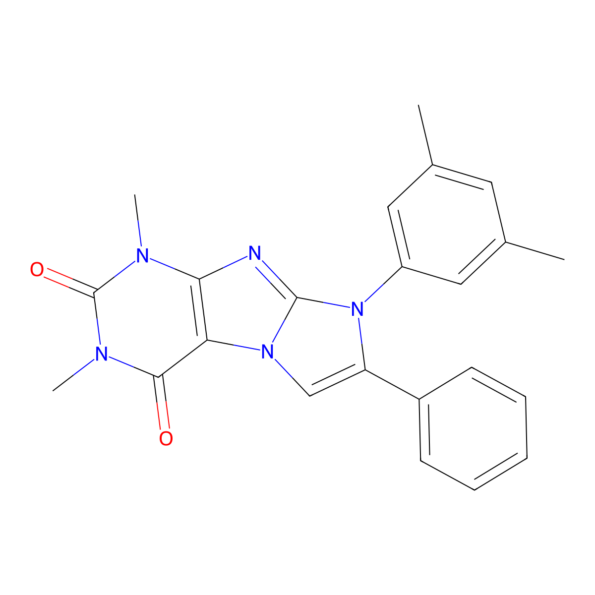 6-(3,5-Dimethylphenyl)-2,4-dimethyl-7-phenylpurino[7,8-a]imidazole-1,3-dione molecular structure, CAS 728016-03-3