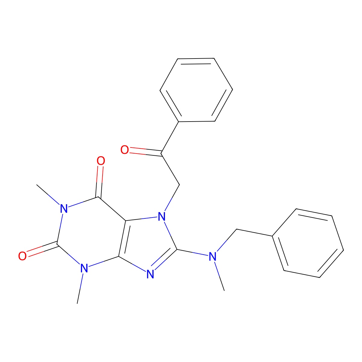 8-[Benzyl(methyl)amino]-1,3-dimethyl-7-phenacylpurine-2,6-dione molecular structure, CAS 728016-05-5