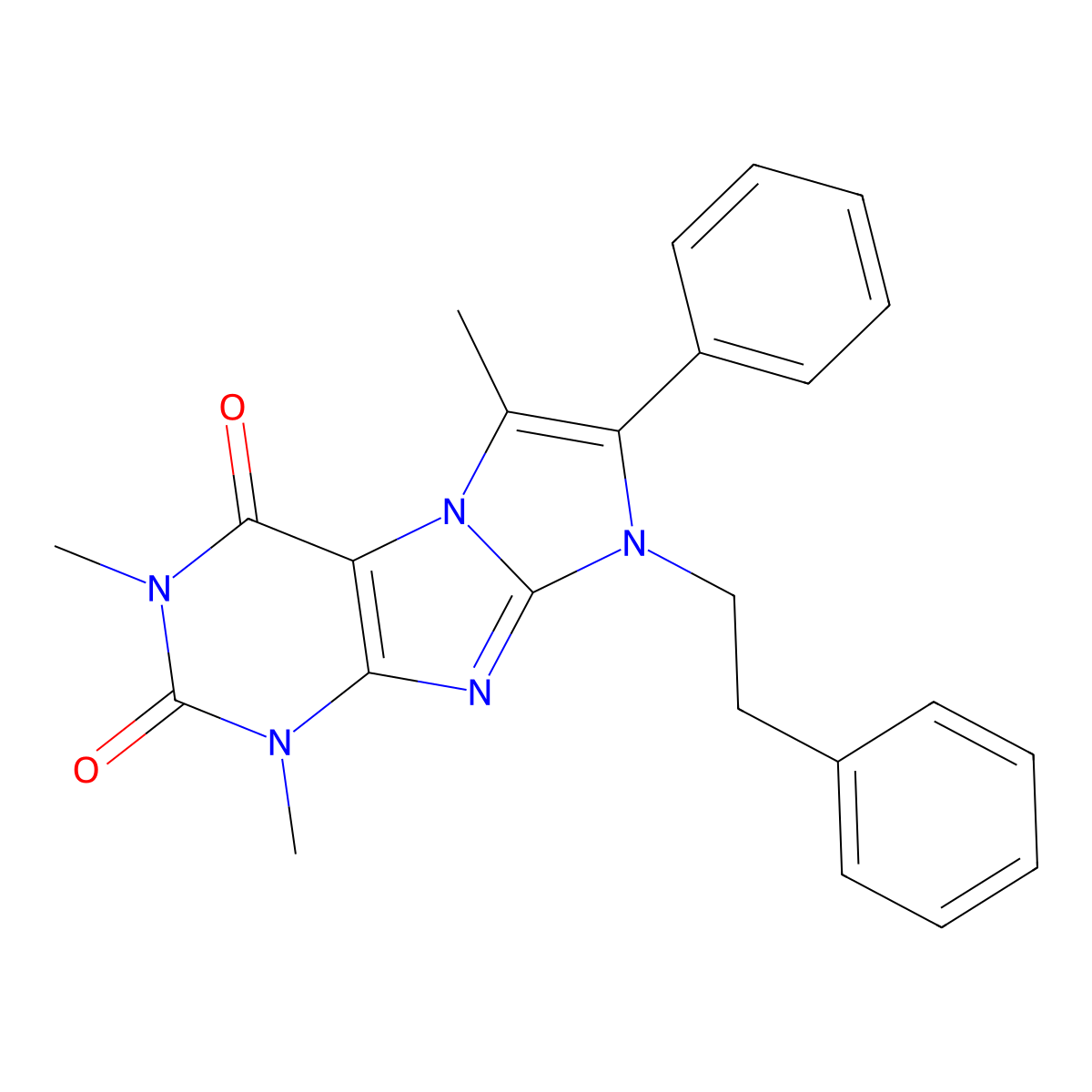 1,3,6-Trimethyl-8-phenethyl-7-phenyl-1H-imidazo[2,1-F]purine-2,4(3H,8H)-dione molecular structure, CAS 728016-09-9