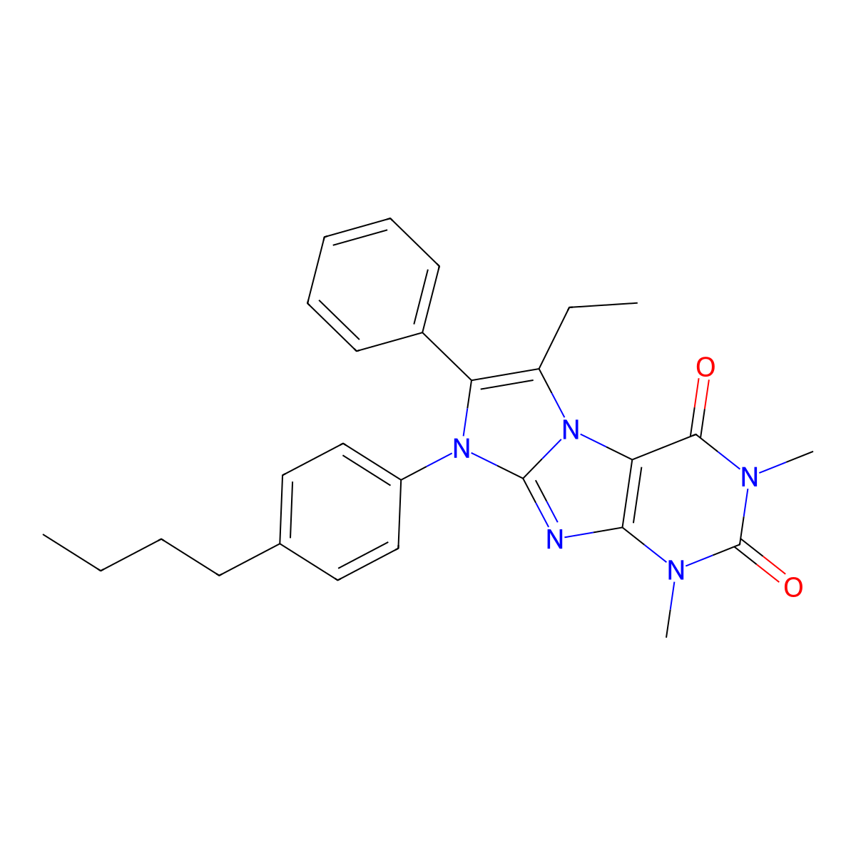 6-(4-Butylphenyl)-8-ethyl-2,4-dimethyl-7-phenylpurino[7,8-a]imidazole-1,3-dione molecular structure, CAS 728016-11-3