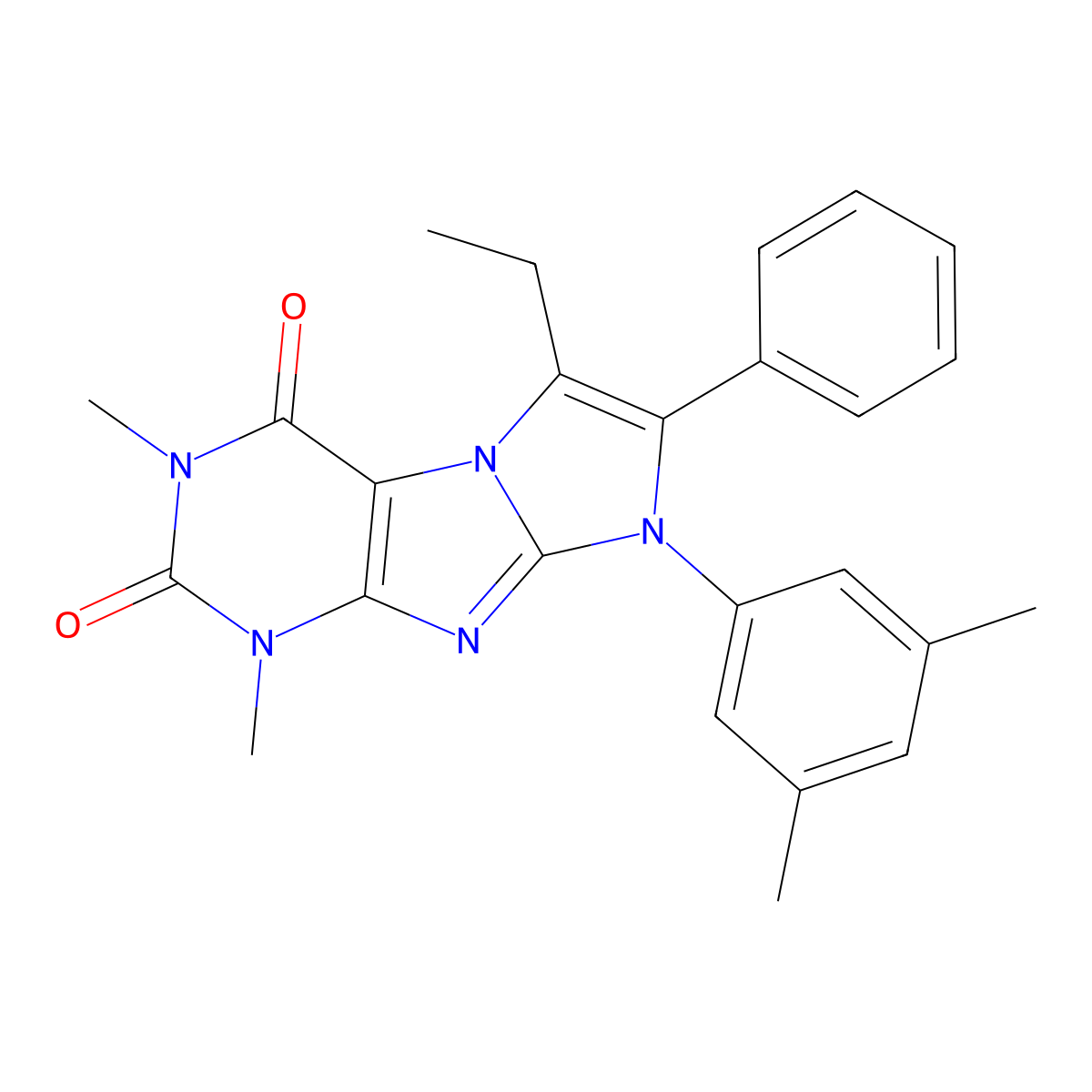6-(3,5-Dimethylphenyl)-8-ethyl-2,4-dimethyl-7-phenylpurino[7,8-a]imidazole-1,3-dione molecular structure, CAS 728016-13-5