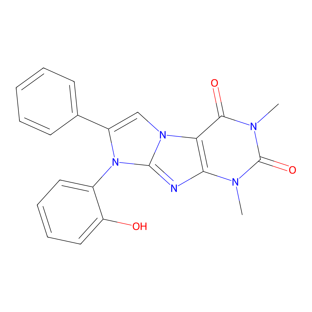 6-(2-Hydroxyphenyl)-2,4-dimethyl-7-phenylpurino[7,8-a]imidazole-1,3-dione molecular structure, CAS 728016-15-7