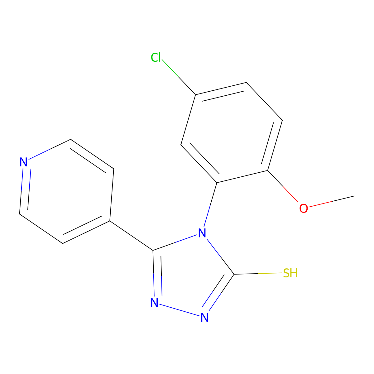 4-(5-chloro-2-methoxyphenyl)-3-pyridin-4-yl-1H-1,2,4-triazole-5-thione molecular structure, CAS 728016-45-3