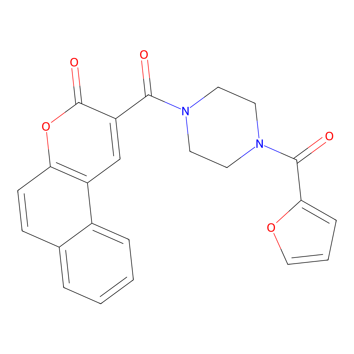 2-[4-(Furan-2-carbonyl)piperazine-1-carbonyl]benzo[f]chromen-3-one molecular structure, CAS 728016-92-0