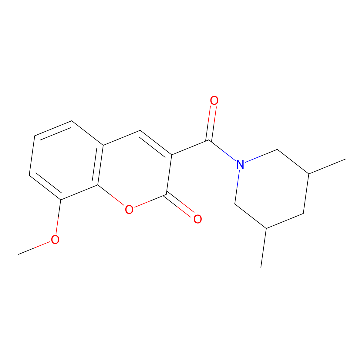 3-(3,5-dimethylpiperidine-1-carbonyl)-8-methoxy-2H-chromen-2-one molecular structure, CAS 728016-96-4