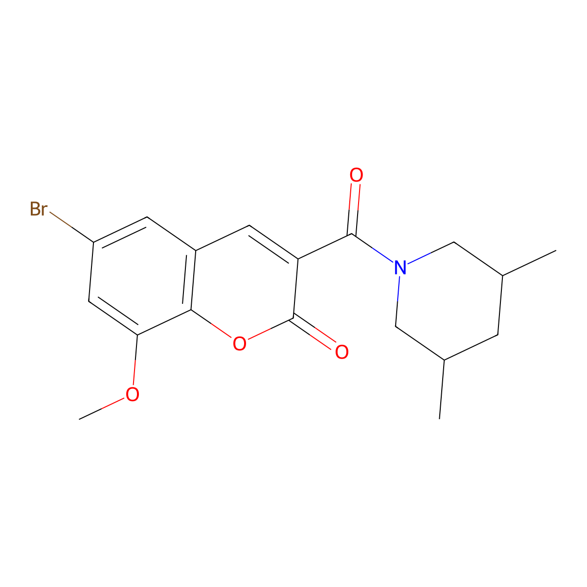 6-bromo-3-(3,5-dimethylpiperidine-1-carbonyl)-8-methoxy-2H-chromen-2-one molecular structure, CAS 728016-97-5