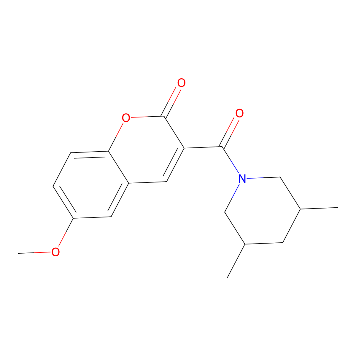 3-(3,5-dimethylpiperidine-1-carbonyl)-6-methoxy-2H-chromen-2-one molecular structure, CAS 728016-99-7