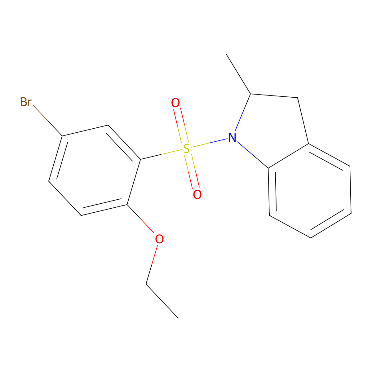 1-(5-bromo-2-ethoxybenzenesulfonyl)-2-methyl-2,3-dihydro-1H-indole molecular structure, CAS 728017-07-0