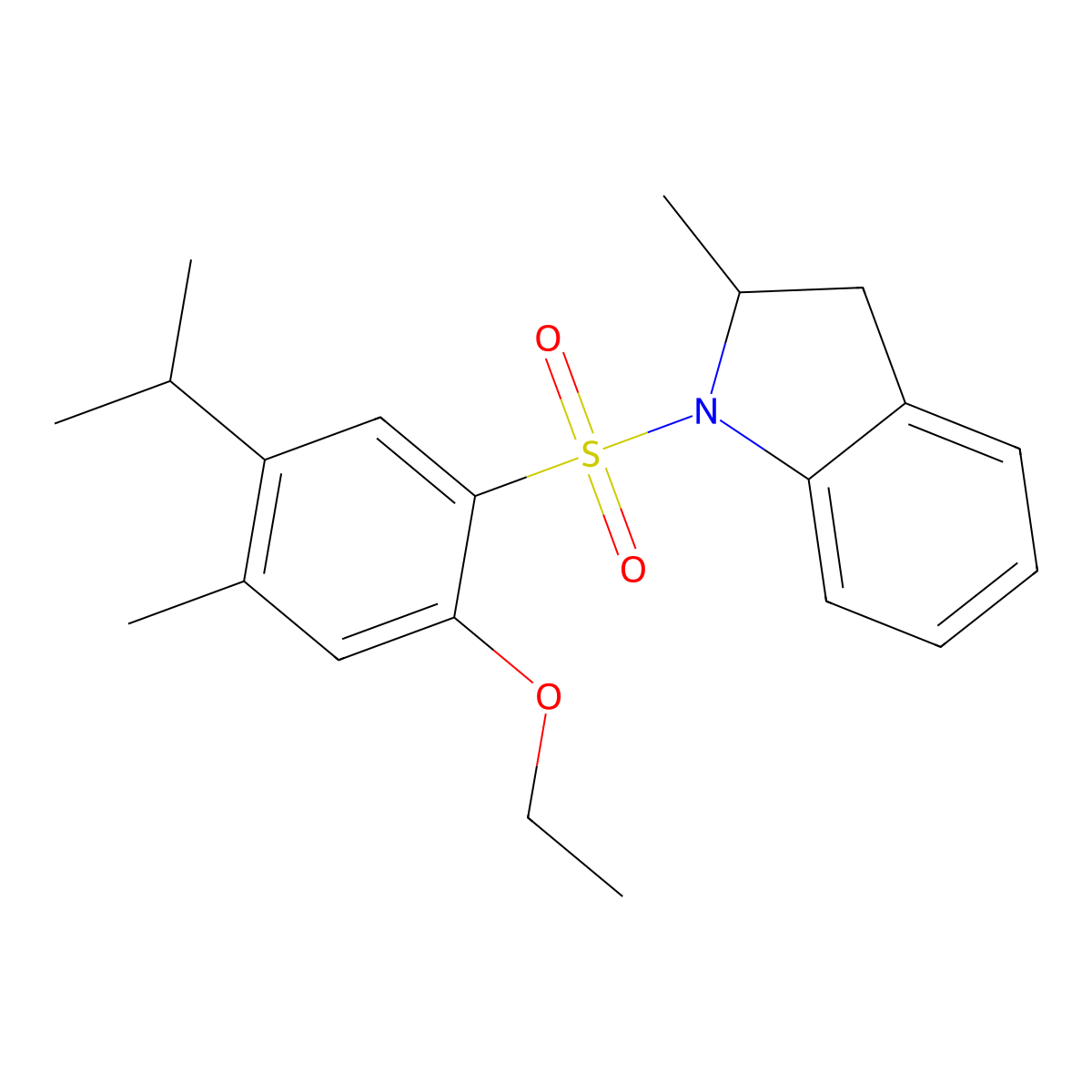 1-(2-Ethoxy-4-methyl-5-propan-2-ylphenyl)sulfonyl-2-methyl-2,3-dihydroindole molecular structure, CAS 728017-09-2