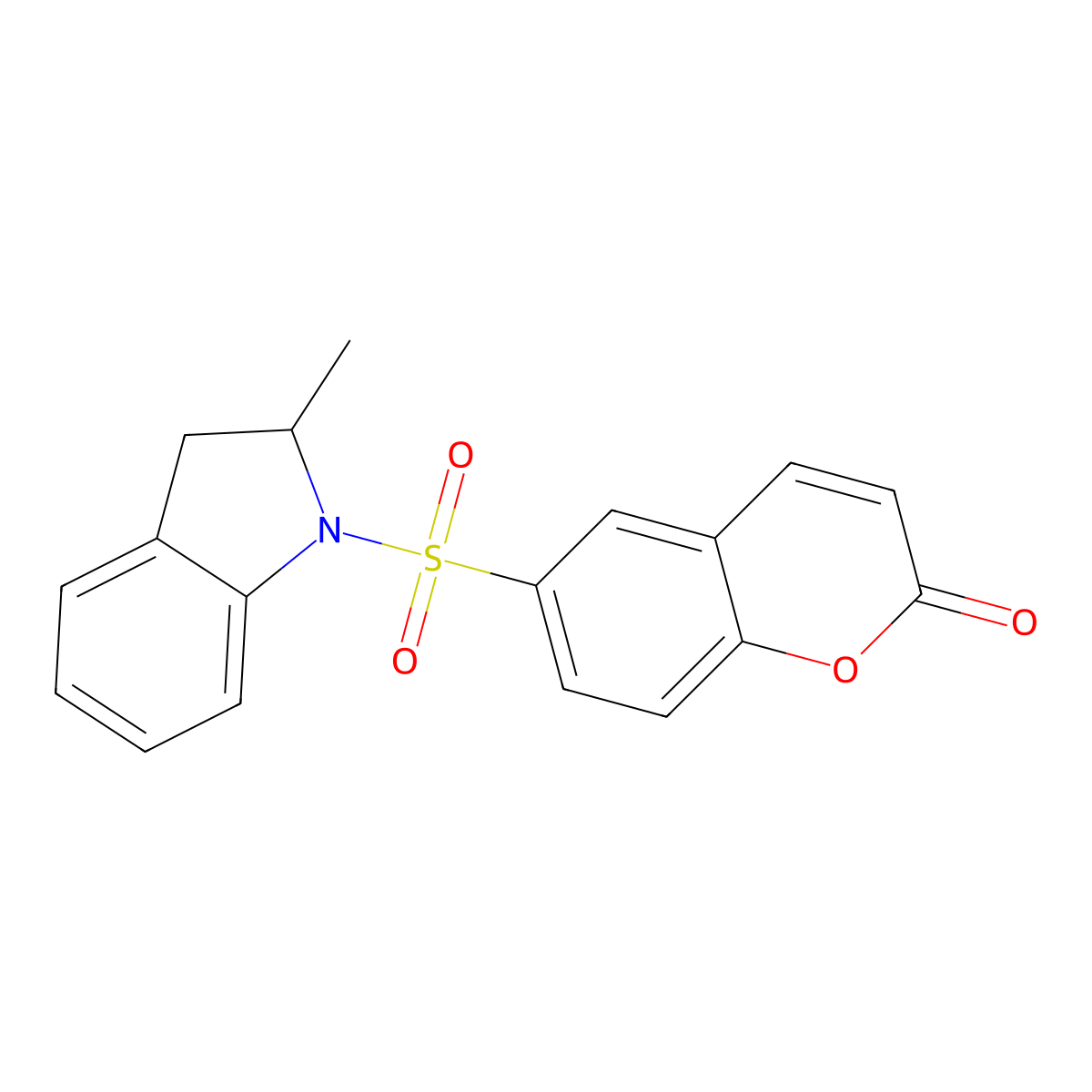 6-[(2-Methylindolinyl)sulfonyl]chromen-2-one molecular structure, CAS 728017-11-6