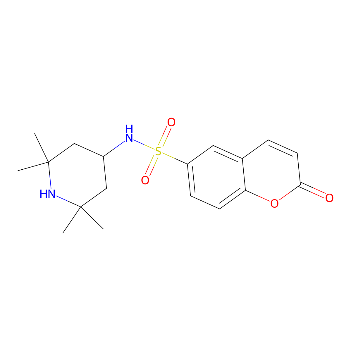 2-oxo-N-(2,2,6,6-tetramethylpiperidin-4-yl)-2H-chromene-6-sulfonamide molecular structure, CAS 728017-15-0