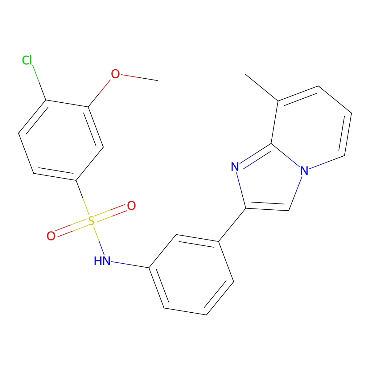 4-chloro-3-methoxy-N-(3-{8-methylimidazo[1,2-a]pyridin-2-yl}phenyl)benzene-1-sulfonamide molecular structure, CAS 728017-17-2
