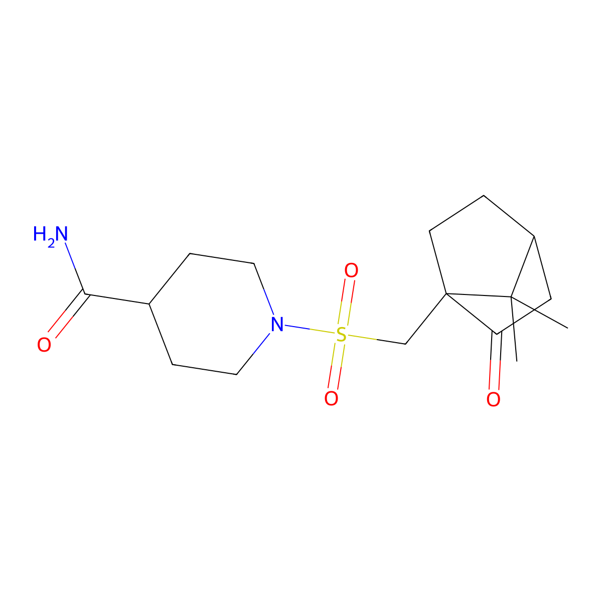 1-({7,7-Dimethyl-2-oxobicyclo[2.2.1]heptan-1-yl}methanesulfonyl)piperidine-4-carboxamide molecular structure, CAS 728017-23-0