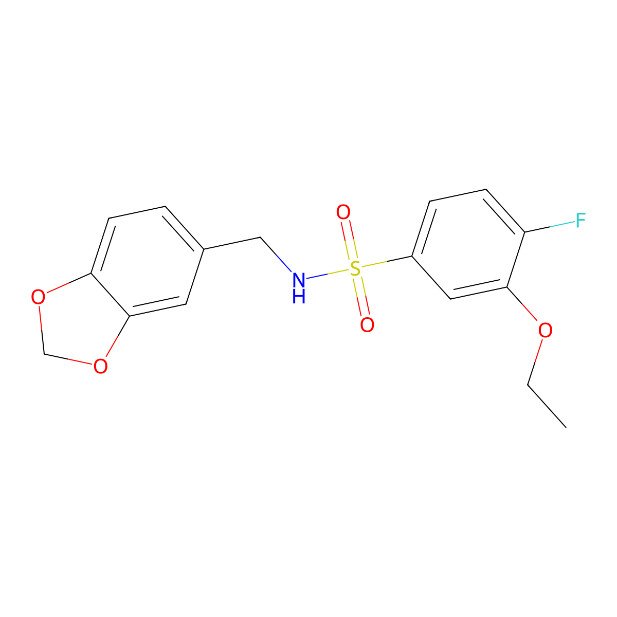 N-(1,3-benzodioxol-5-ylmethyl)-3-ethoxy-4-fluorobenzenesulfonamide molecular structure, CAS 728017-27-4