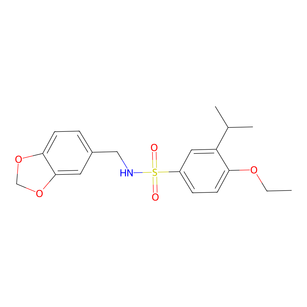 N-(1,3-benzodioxol-5-ylmethyl)-4-ethoxy-3-isopropylbenzenesulfonamide molecular structure, CAS 728024-09-7