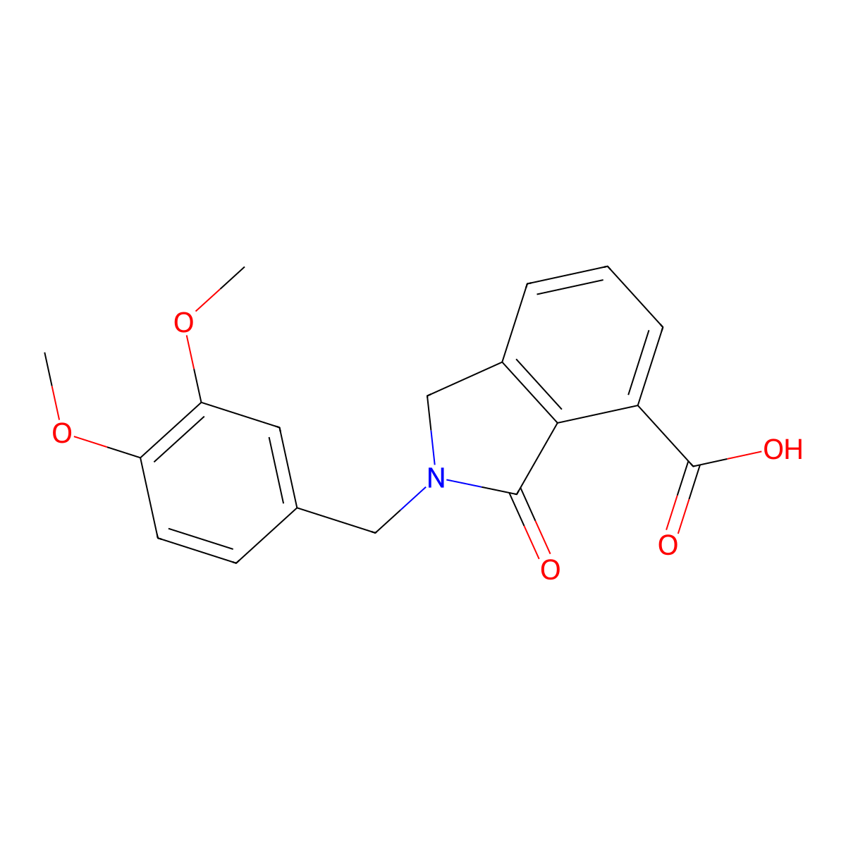 2-((3,4-Dimethoxyphenyl)methyl)-2,3-dihydro-3-oxo-1H-isoindole-4-carboxylic acid molecular structure, CAS 728024-39-3