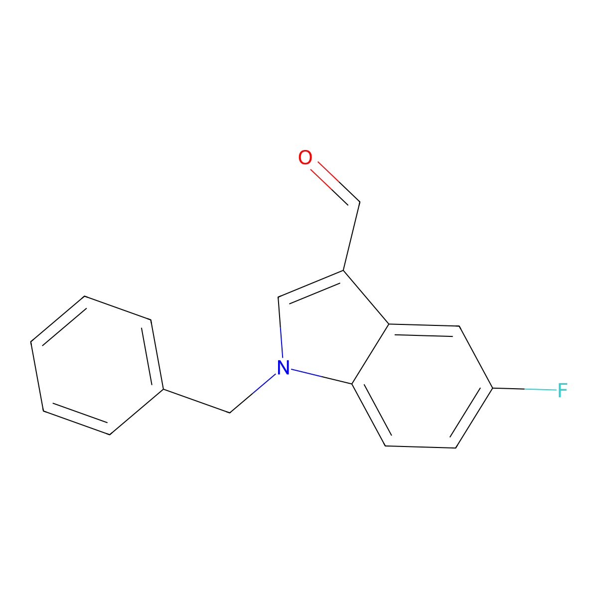5-Fluoro-1-(phenylmethyl)-1H-indole-3-carboxaldehyde molecular structure, CAS 728024-41-7