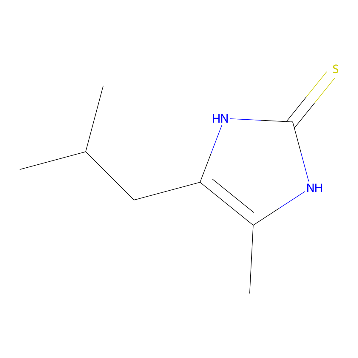 1,3-Dihydro-4-methyl-5-(2-methylpropyl)-2H-imidazole-2-thione molecular structure, CAS 728024-48-4