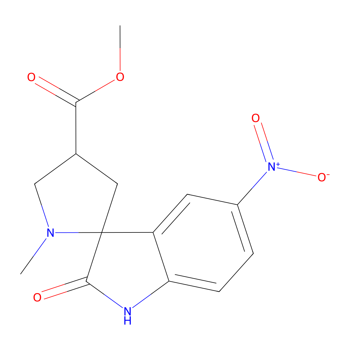 Methyl 1'-methyl-5-nitro-2-oxo-1,2-dihydrospiro[indole-3,2'-pyrrolidine]-4'-carboxylate molecular structure, CAS 728024-62-2
