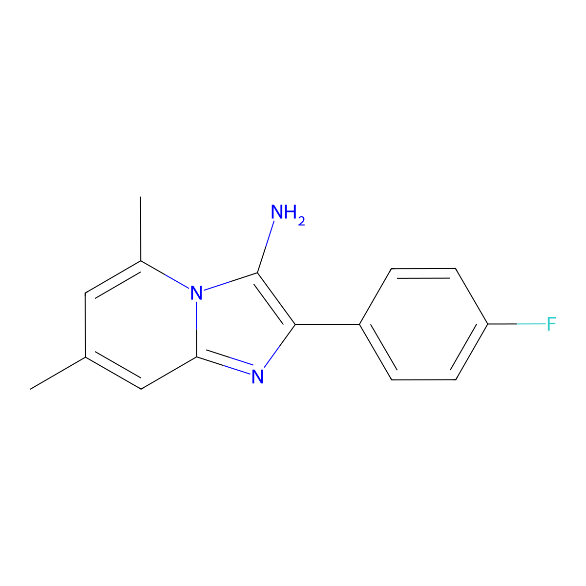 2-(4-Fluorophenyl)-5,7-dimethylimidazo(1,2-a)pyridin-3-amine molecular structure, CAS 728024-63-3