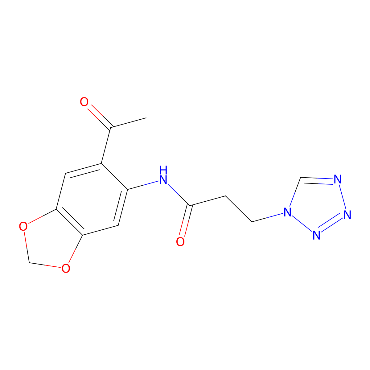 N-(6-acetyl-1,3-benzodioxol-5-yl)-3-(tetrazol-1-yl)propanamide molecular structure, CAS 728025-11-4