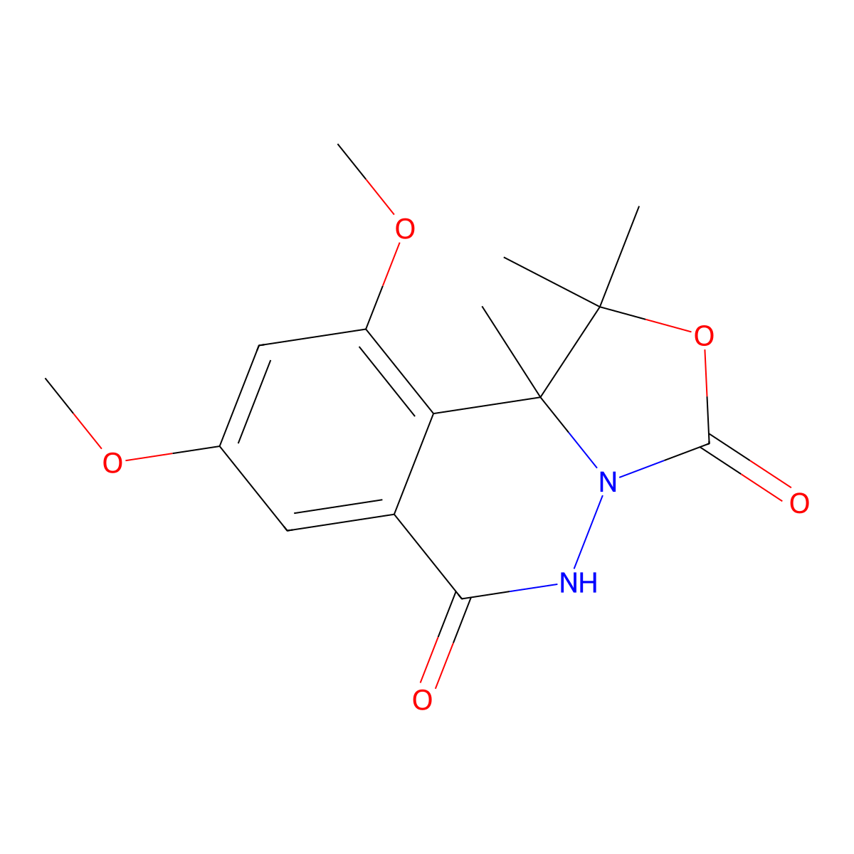 8,10-dimethoxy-1,1,10b-trimethyl-1,10b-dihydro[1,3]oxazolo[4,3-a]phthalazine-3,6(5H)-dione molecular structure, CAS 728025-45-4