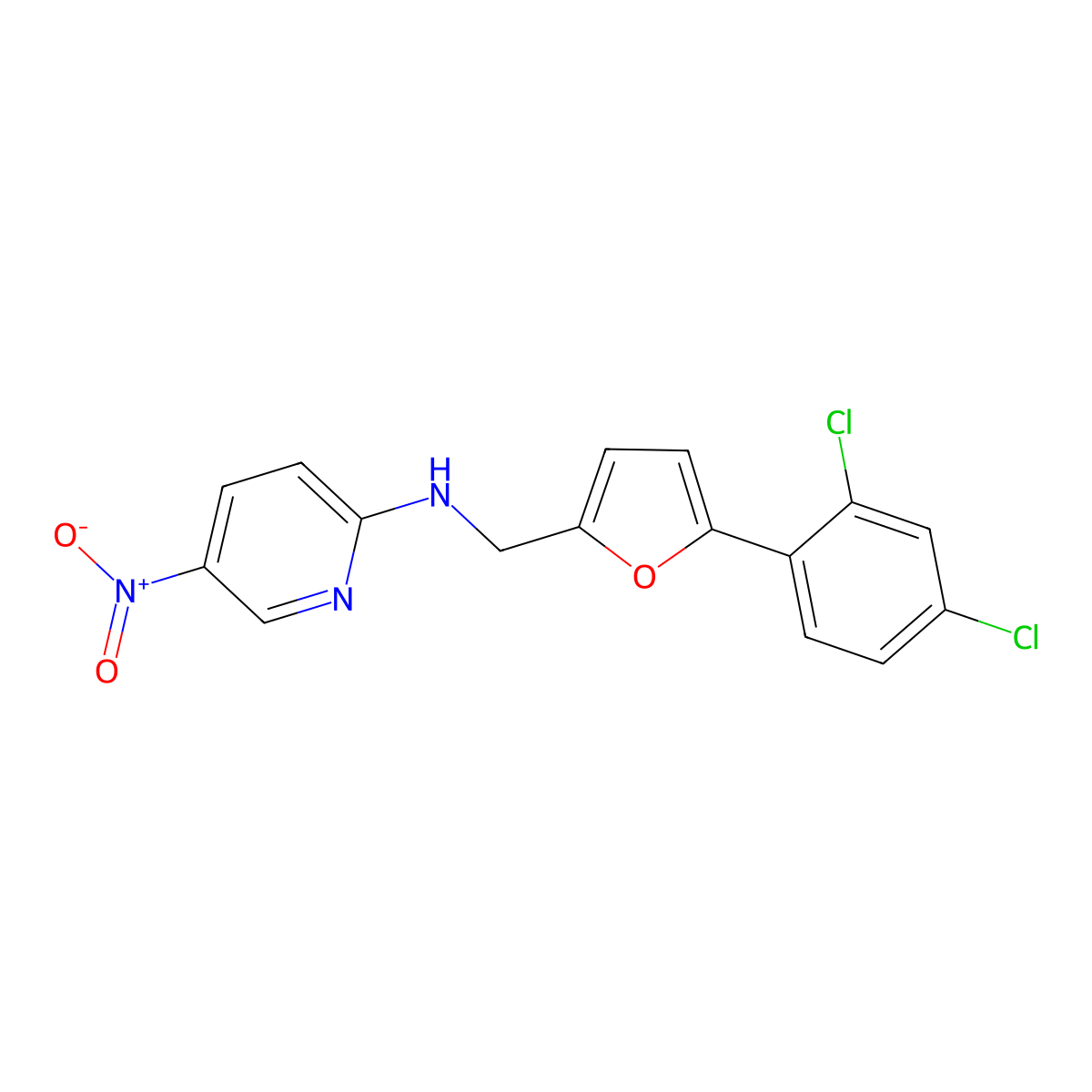 N-[[5-(2,4-dichlorophenyl)furan-2-yl]methyl]-5-nitropyridin-2-amine molecular structure, CAS 728025-81-8