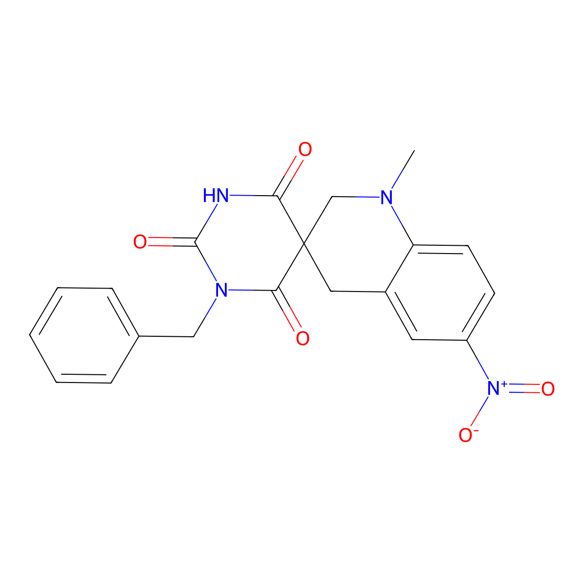 1-Benzyl-1'-methyl-6'-nitrospiro[1,3-diazinane-5,3'-2,4-dihydroquinoline]-2,4,6-trione molecular structure, CAS 728025-95-4
