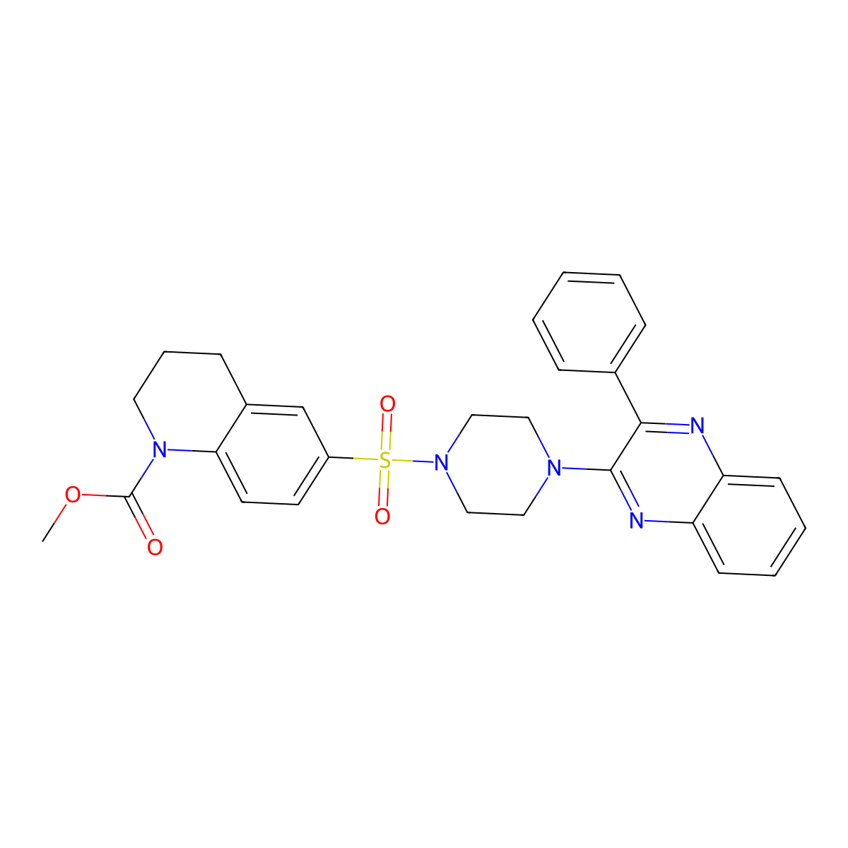 methyl 6-{[4-(3-phenylquinoxalin-2-yl)piperazin-1-yl]sulfonyl}-3,4-dihydroquinoline-1(2H)-carboxylate molecular structure, CAS 728026-48-0