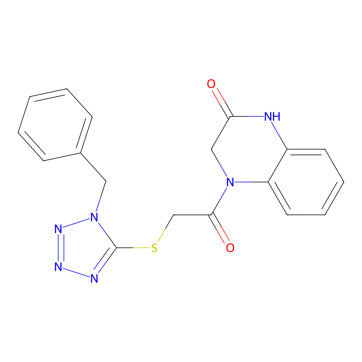 4-[2-(1-Benzyltetrazol-5-yl)sulfanylacetyl]-1,3-dihydroquinoxalin-2-one molecular structure, CAS 728027-05-2