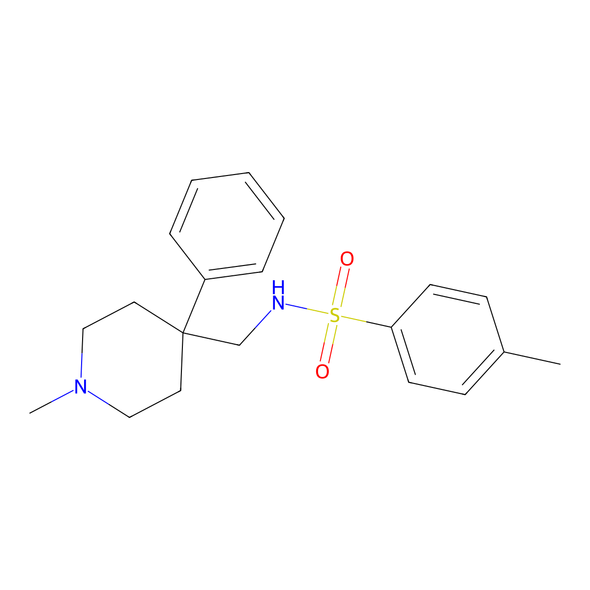4-methyl-N-[(1-methyl-4-phenylpiperidin-4-yl)methyl]benzenesulfonamide molecular structure, CAS 728027-09-6