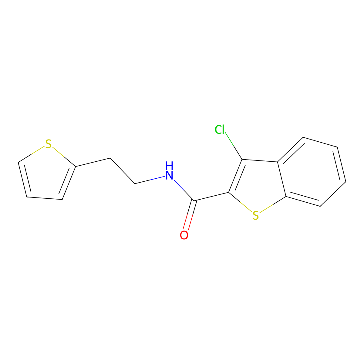 3-chloro-N-(2-thiophen-2-ylethyl)-1-benzothiophene-2-carboxamide molecular structure, CAS 728027-14-3