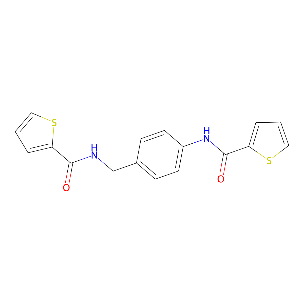 N-[[4-(thiophene-2-carbonylamino)phenyl]methyl]thiophene-2-carboxamide molecular structure, CAS 728027-33-6