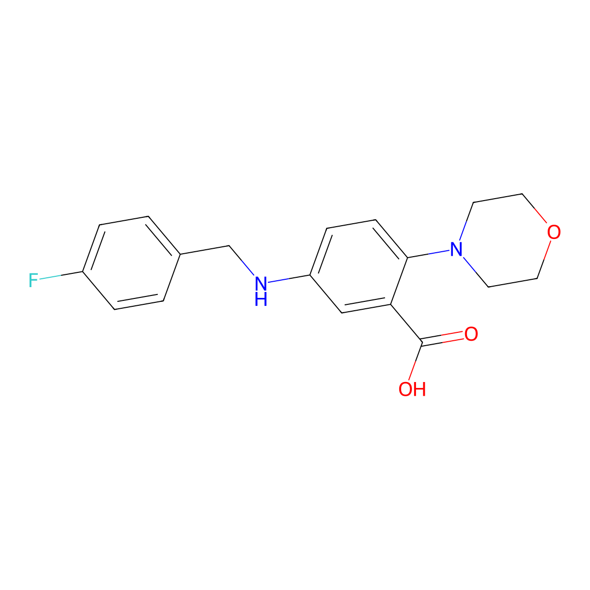 5-(4-Fluoro-benzylamino)-2-morpholin-4-yl-benzoic acid molecular structure, CAS 728027-75-6