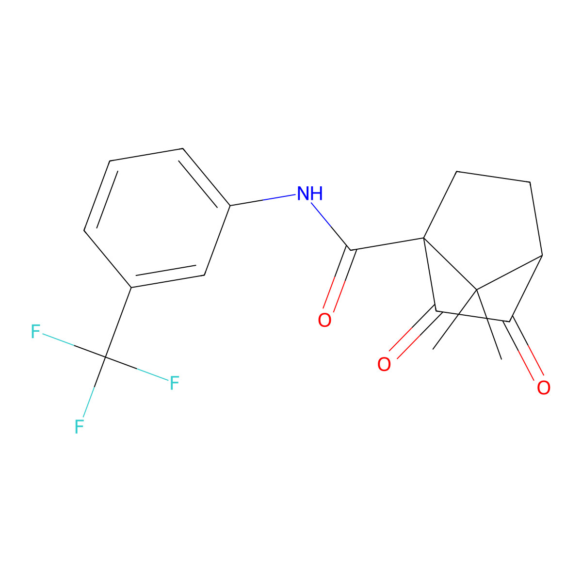 7,7-dimethyl-2,3-dioxo-N-[3-(trifluoromethyl)phenyl]bicyclo[2.2.1]heptane-1-carboxamide molecular structure, CAS 728028-71-5