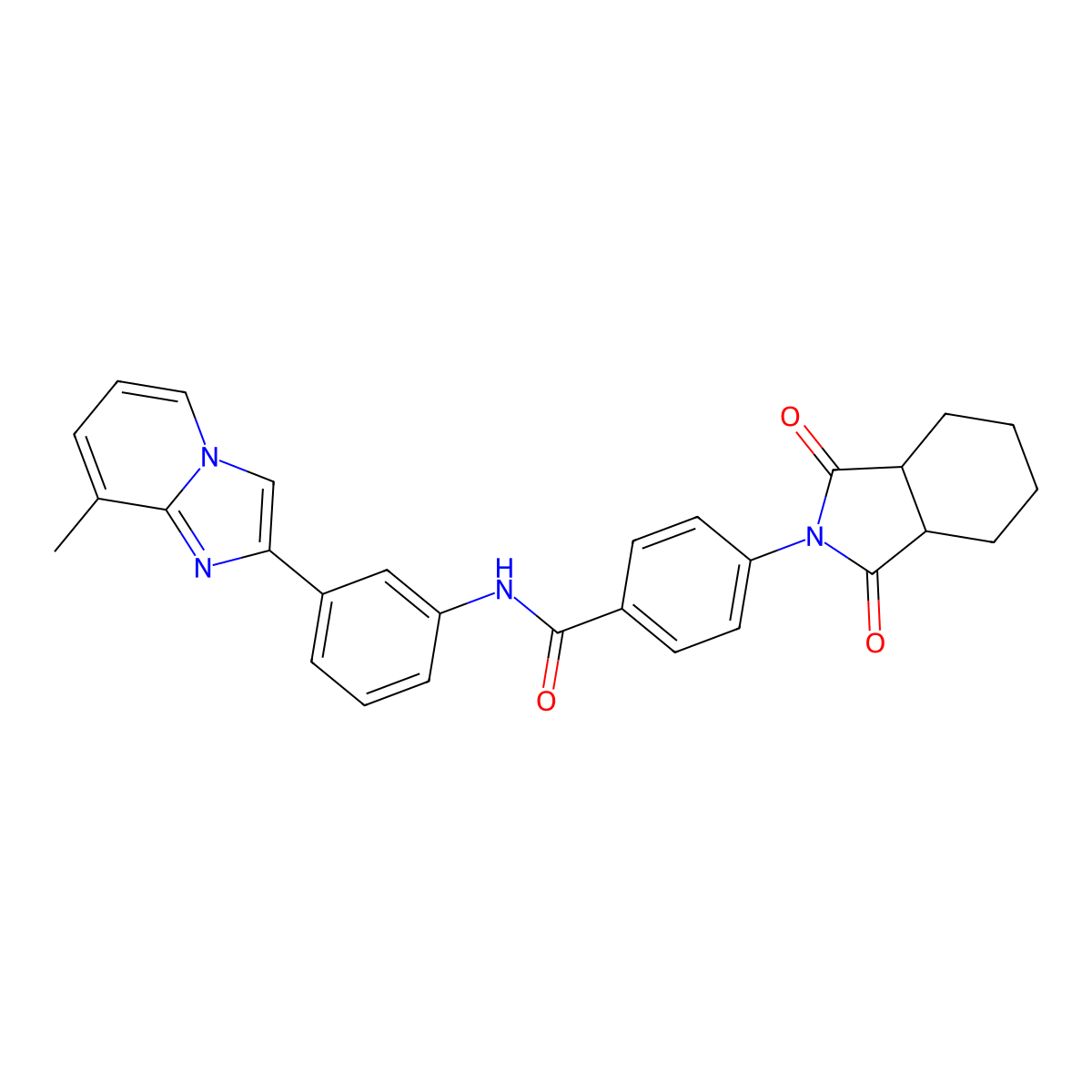 4-(1,3-dioxooctahydro-2H-isoindol-2-yl)-N-[3-(8-methylimidazo[1,2-a]pyridin-2-yl)phenyl]benzamide molecular structure, CAS 728028-92-0